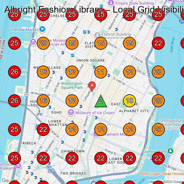 Albright Fashion Library GeoGrid visibility map for Fashion Accessories Store in 22 King Lower Level Street